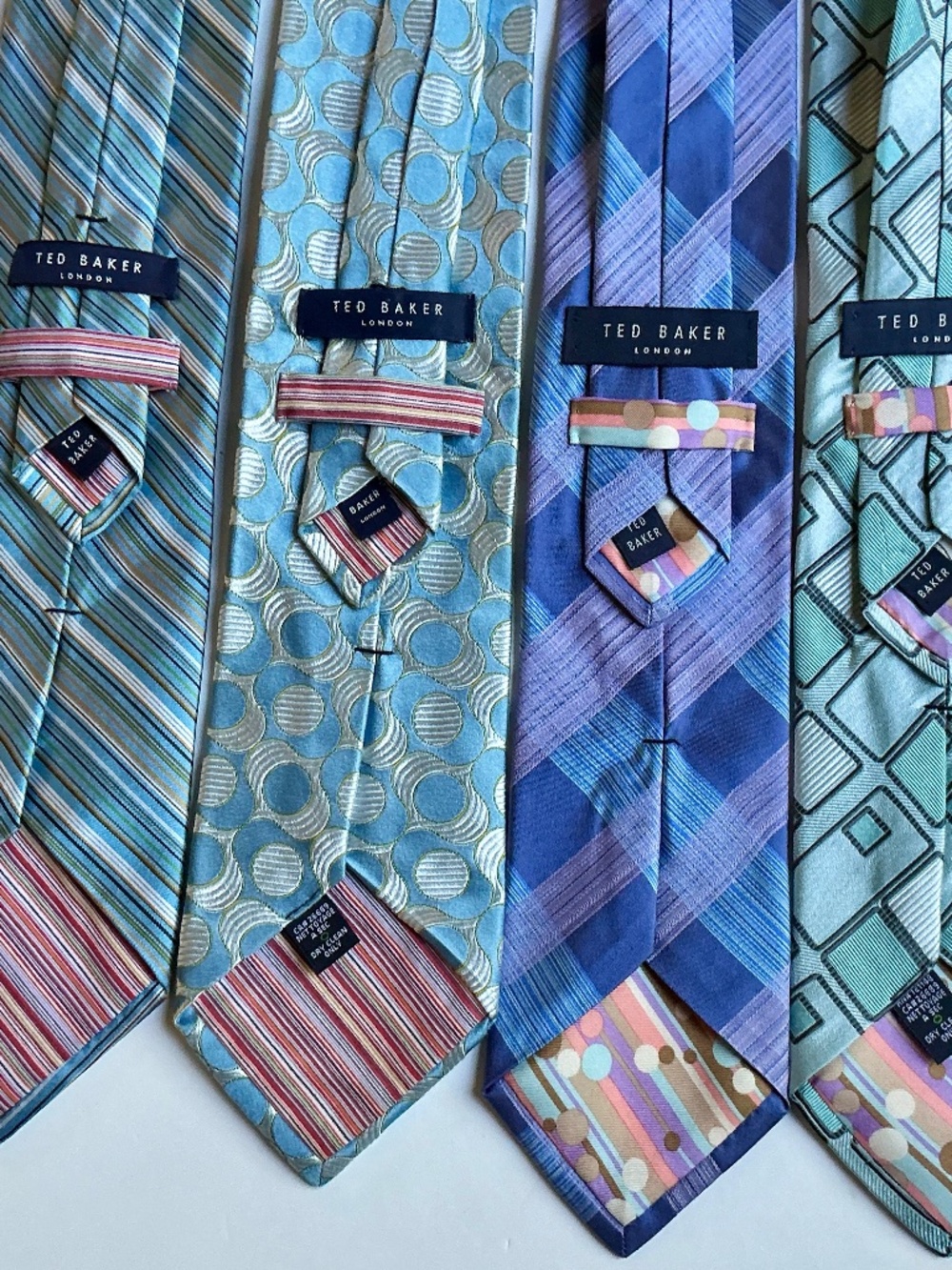 Ted Baker London lot of  4 gorgeous shades of blue silk Ties made in USA 🇺🇸